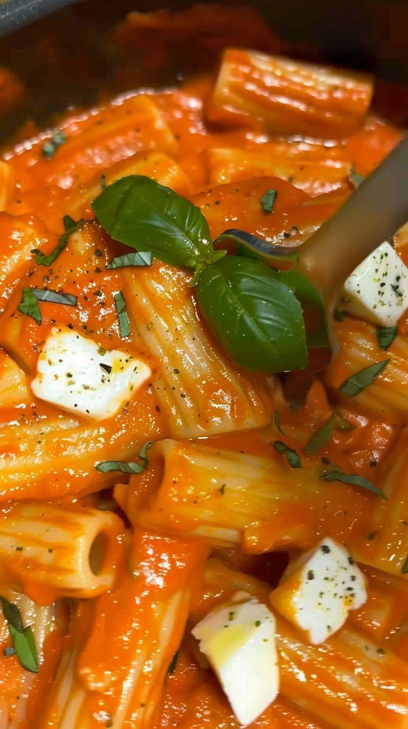Rigatoni cremoso con salsa de tomate