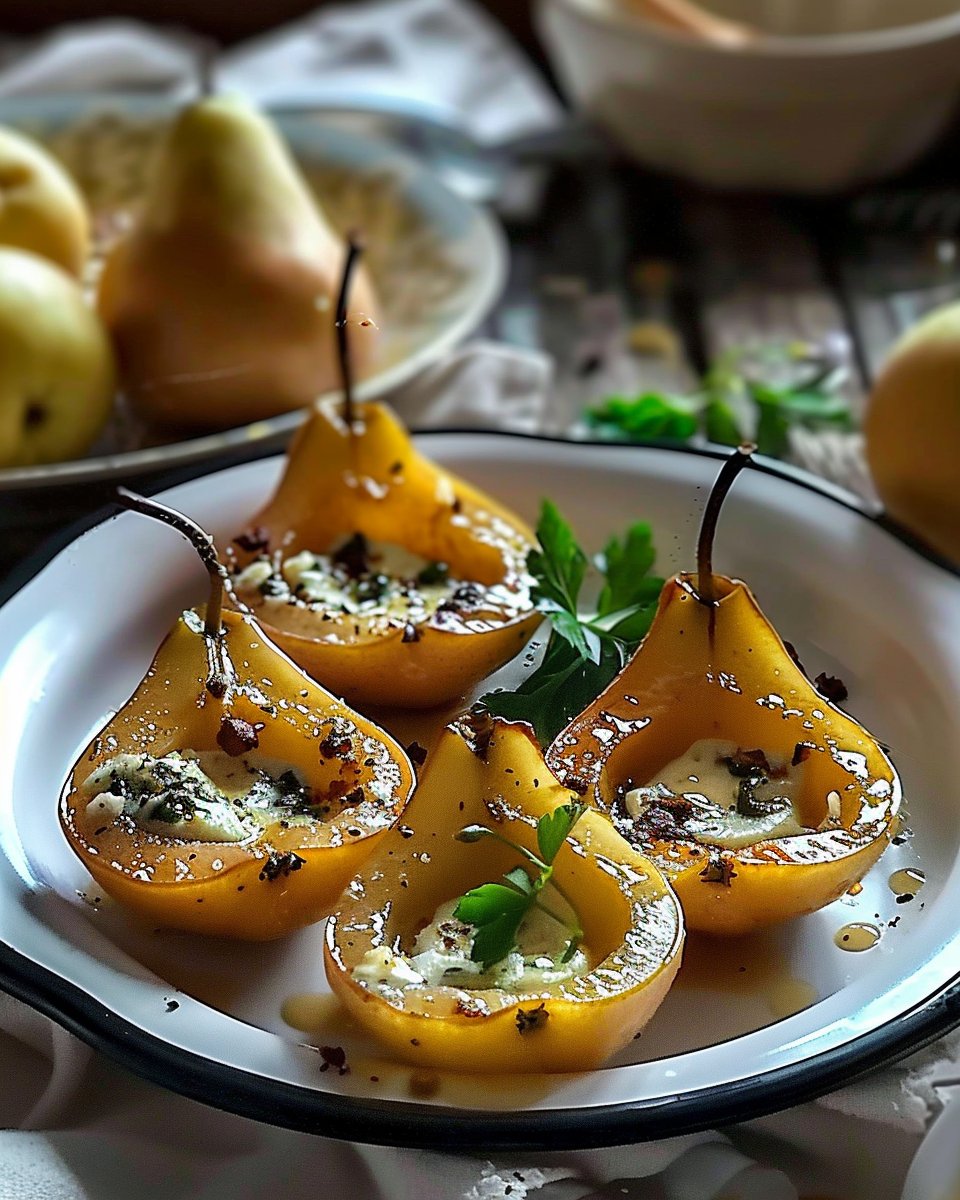 Peras Asadas con Gorgonzola y Miel