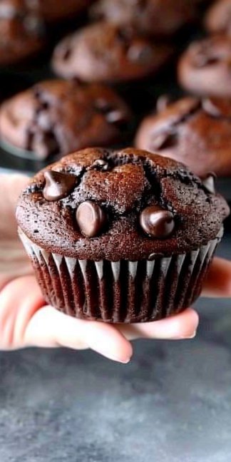 Receta de Muffins de Doble Chocolate con Chips