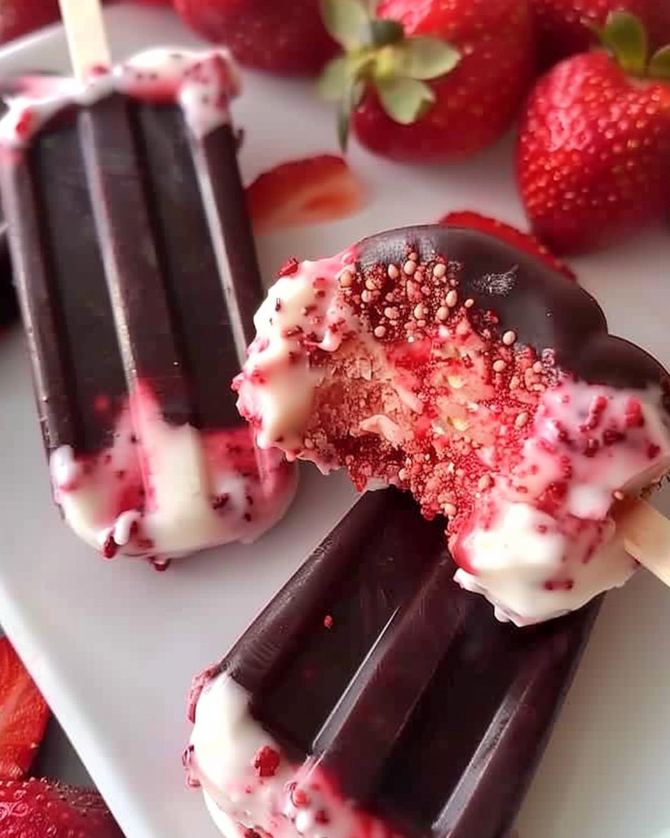 Paletas de Fresa y Yogur