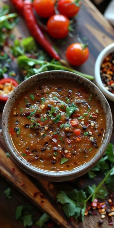 Aderezo de chipotle en un tazón con ingredientes frescos