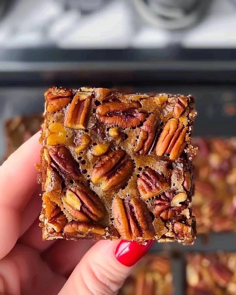 Barras de Pecan Pie saludables y sin gluten en un plato decorativo