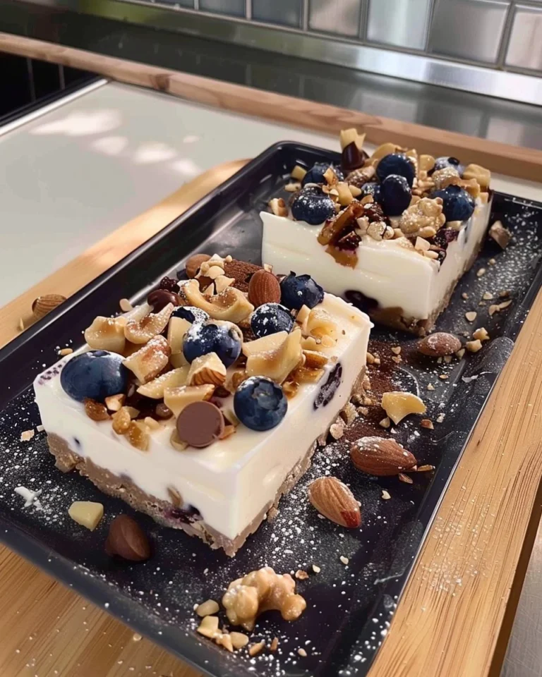 Barras heladas de yogurt deliciosas y refrescantes en un plato.