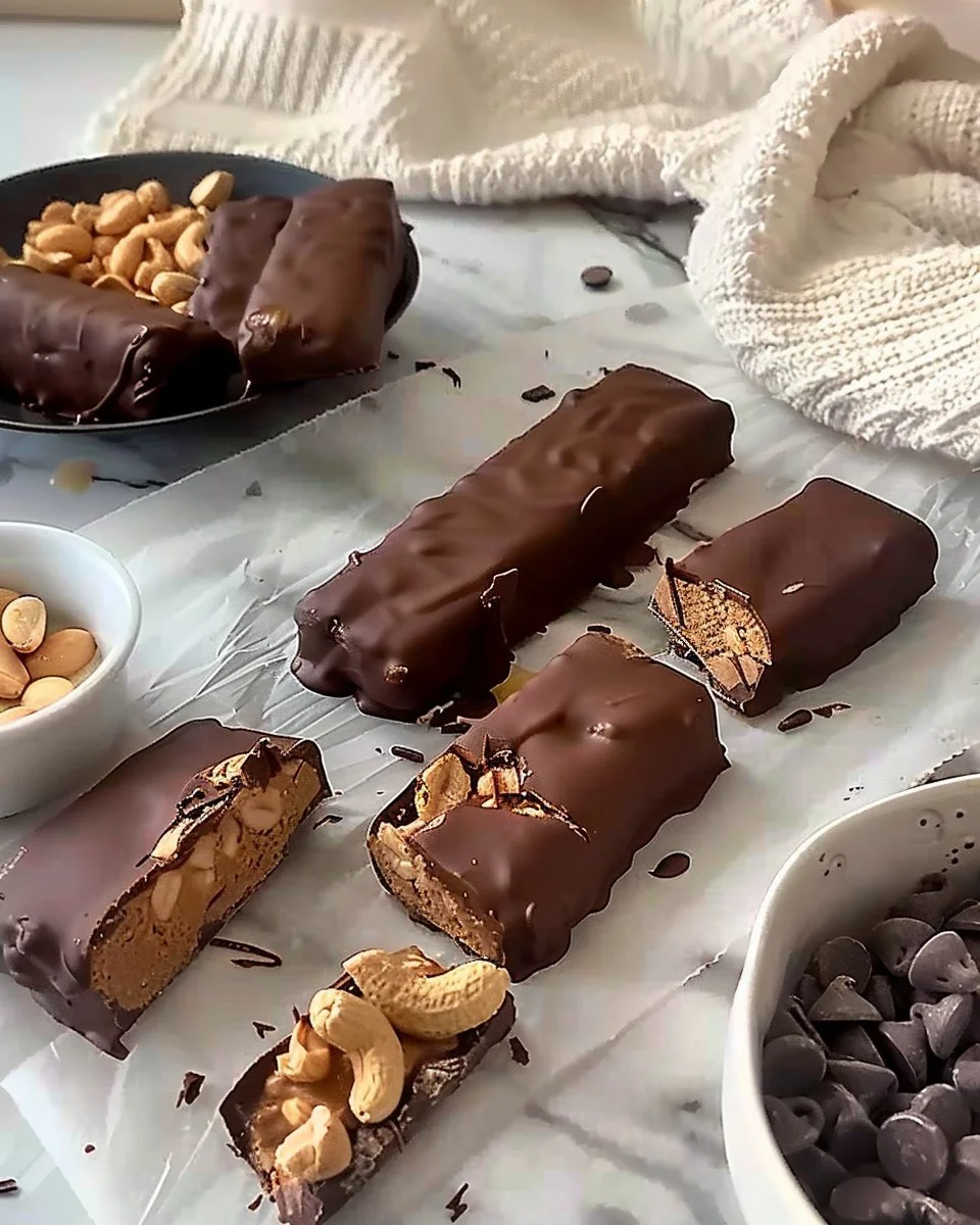 Barras Snickers saludables hechas con ingredientes nutritivos y deliciosos.