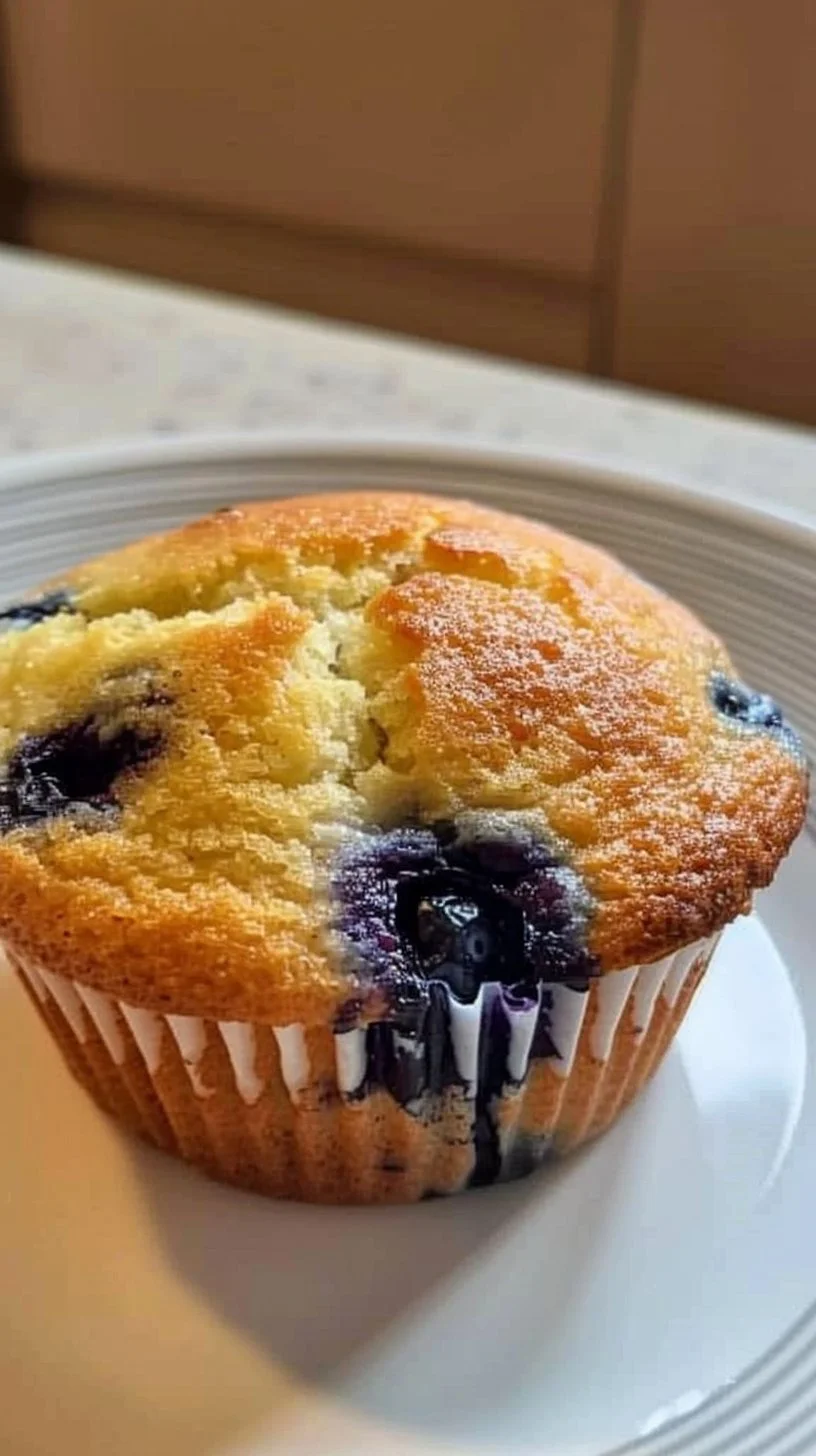 Bizcocho de arándanos recién horneado, esponjoso y delicioso, ideal para el postre.