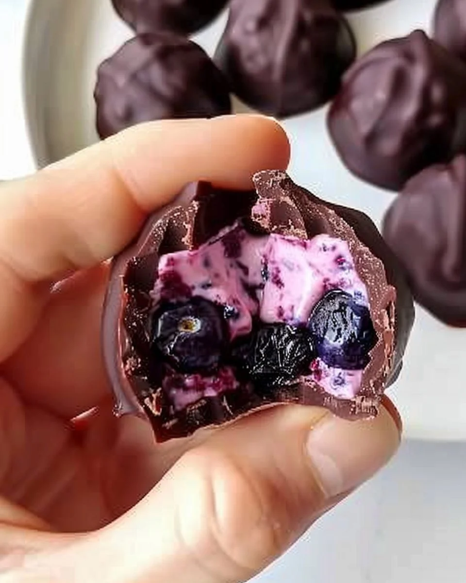 Bocaditos de arándano y chocolate en un plato decorativo