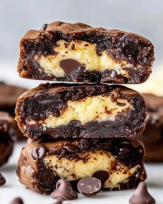 Bocados de galleta de chocolate con queso crema, perfectos para fiestas y reuniones.