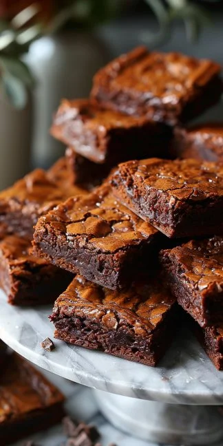 Deliciosos brownies de chocolate recién horneados en un plato