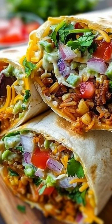 Deliciosos burritos veganos listos en 10 minutos con ingredientes frescos.