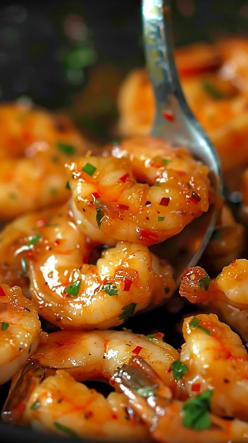 Camarones Cajún servidos con especias y guarniciones coloridas