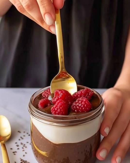 Pudín de chía de chocolate rico en proteínas y saludable