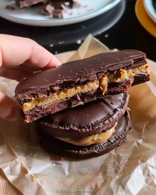 Deliciosos alfajores de chocolate caseros con dulce de leche y cobertura de chocolate