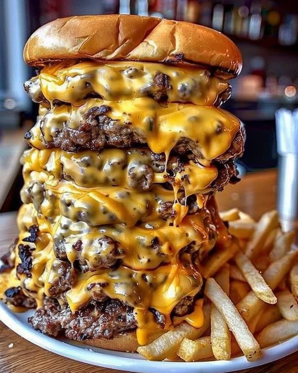 Deliciosas hamburguesas y papas fritas en un plato atractivo