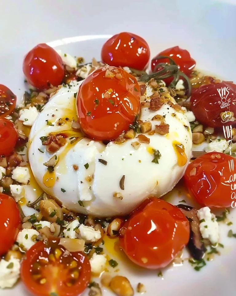 Ensalada de tomate cherry con ingredientes frescos en un plato colorido