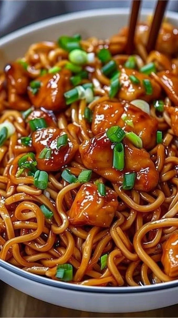 Fideos de Pollo Ajo Pegajoso