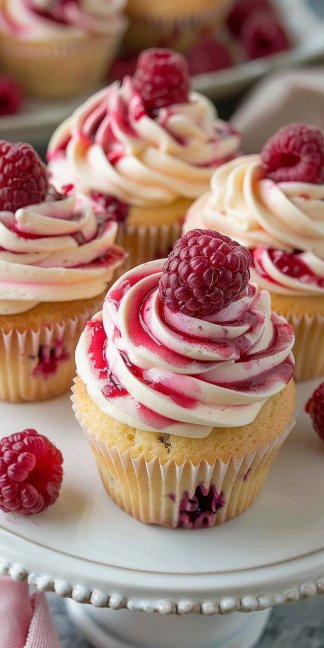 Deliciosos cupcakes de remolino de frambuesa