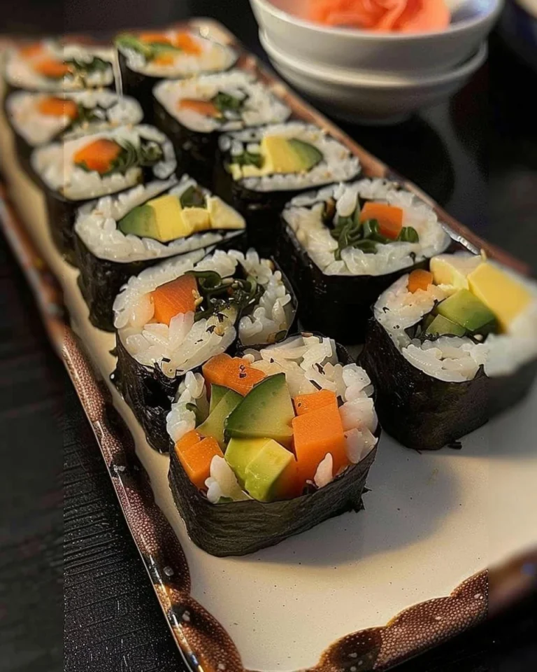 Delicioso kimbap enrollado con ingredientes frescos y sabrosos
