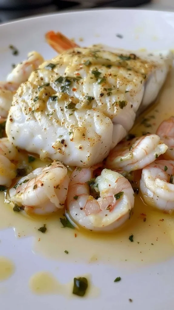Merluza con Camarones al Ajo