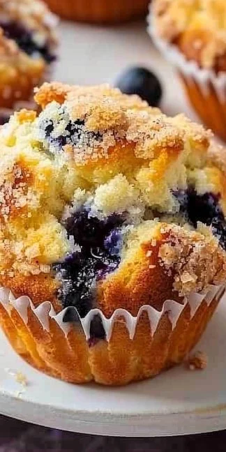 Deliciosos muffins de arándano recién horneados