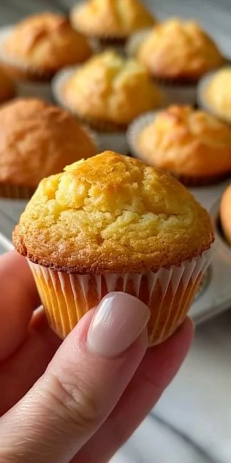 Muffins de limón recién horneados sobre una mesa con decoración de limón.
