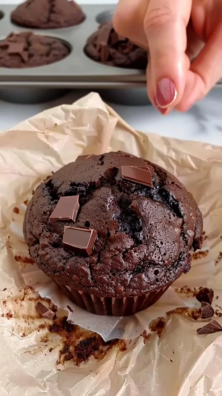 Deliciosos muffins de trozos de chocolate recién horneados