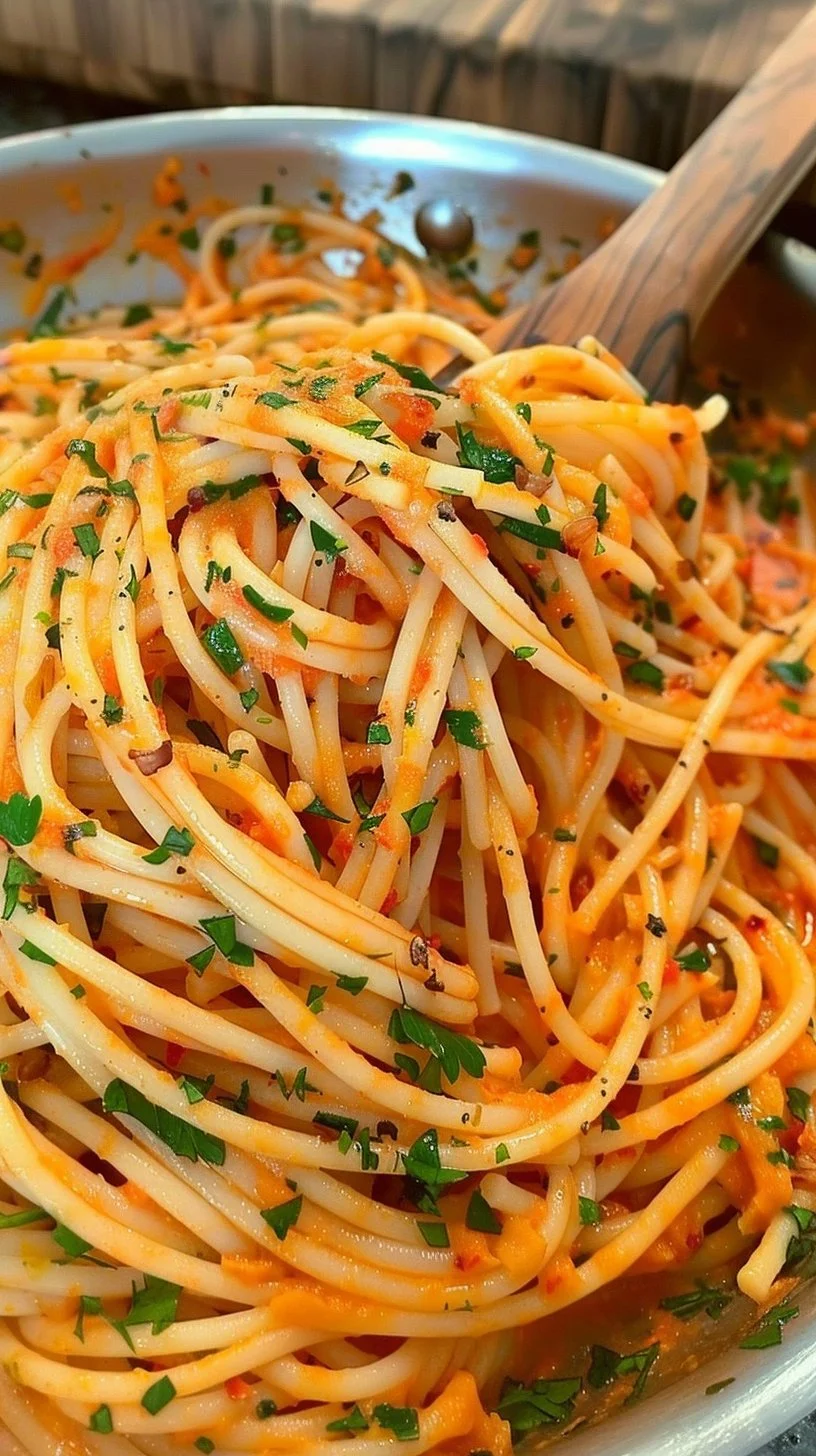 Pasta Vegana con Ajo y Mantequilla en un plato atractivo