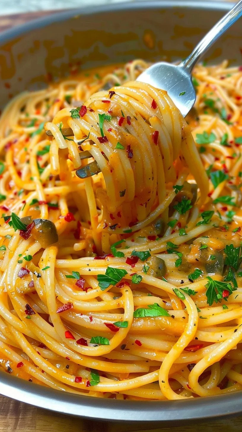 Pasta Cremosa con Cebollas Caramelizadas en un plato elegante