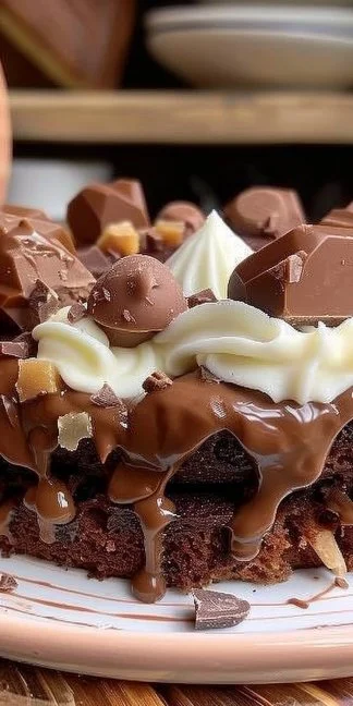 Delicioso pastel de chocolate con cobertura de chocolate y decoración