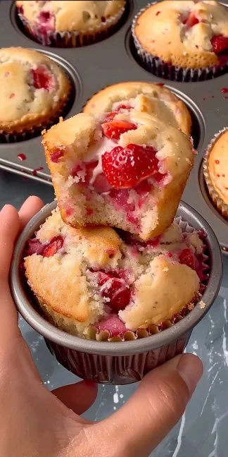 Pastel de fresa decorado con fresas frescas y crema en un plato.