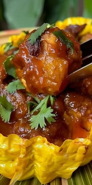 Plato de patacones rellenos con ingredientes frescos y coloridos