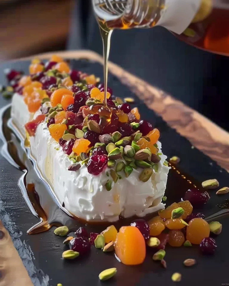 Paté Navideño con crema de queso, frutas secas, tocino y miel para celebraciones.