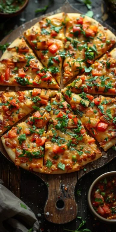 Pizza de Verduras Asadas Bajas en Carbohidratos, saludable y sabrosa.