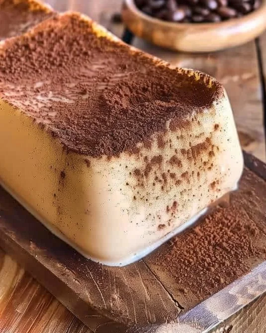 Delicioso postre de café decorado con crema en un plato blanco