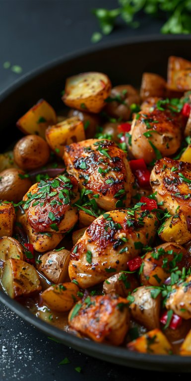 Pollo y Patatas en una Sola Sartén