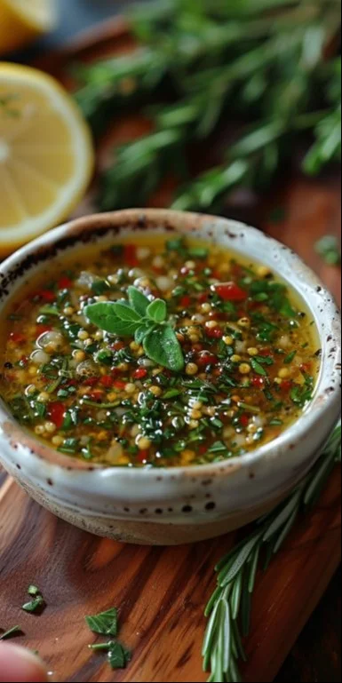 Receta de aderezo de limón y hierbas para ensaladas frescas