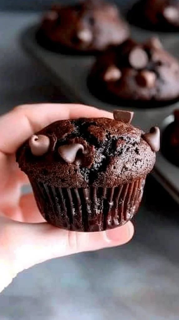 Receta de Muffins de Doble Chocolate con Chips