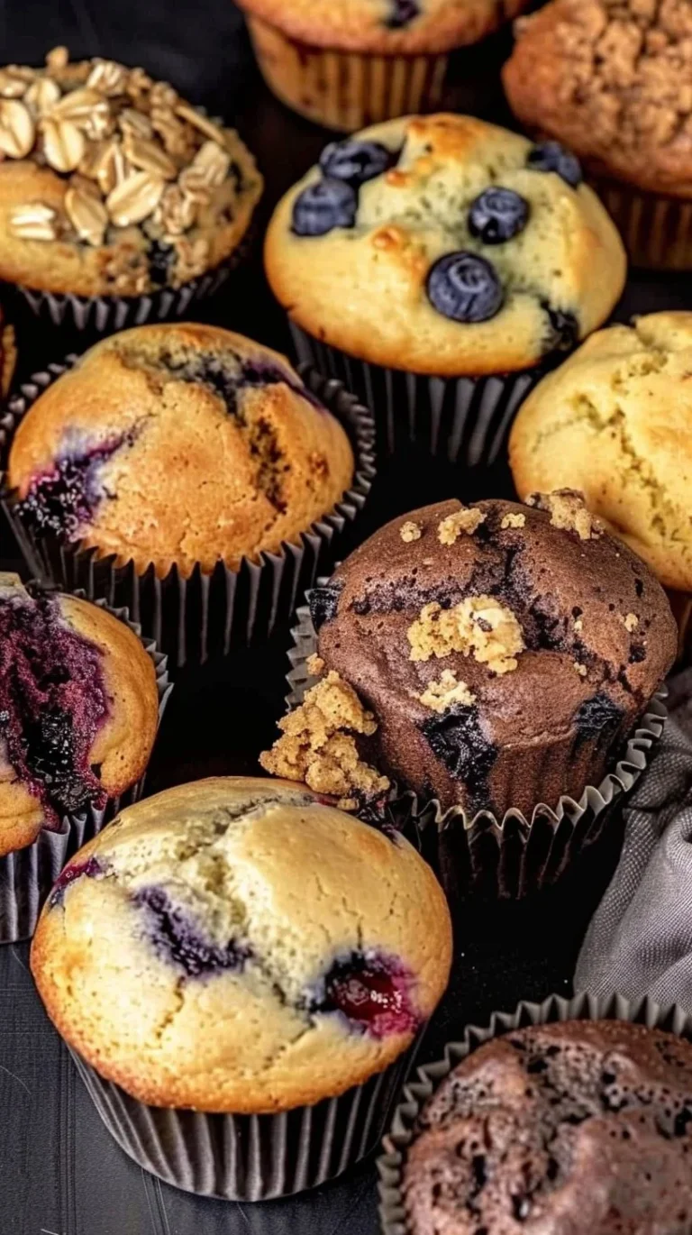Deliciosos muffins recién horneados en una bandeja