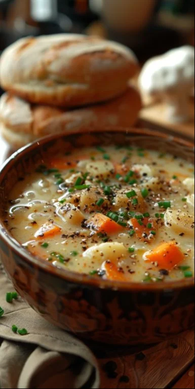 Deliciosa sopa de verduras crema cocinada en una olla