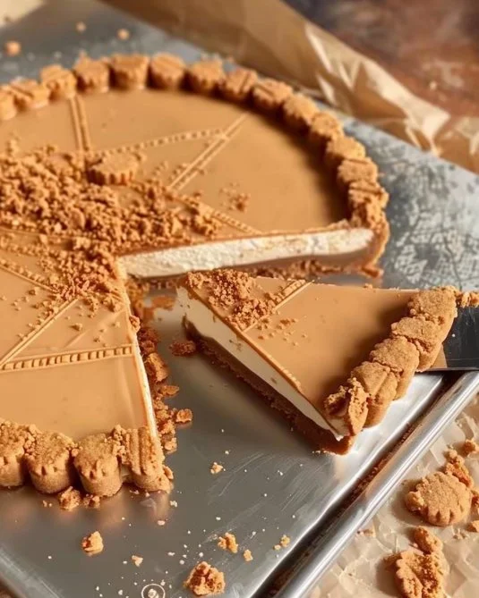 Tarta de Galletas Lotus Biscoff decorada y lista para servir