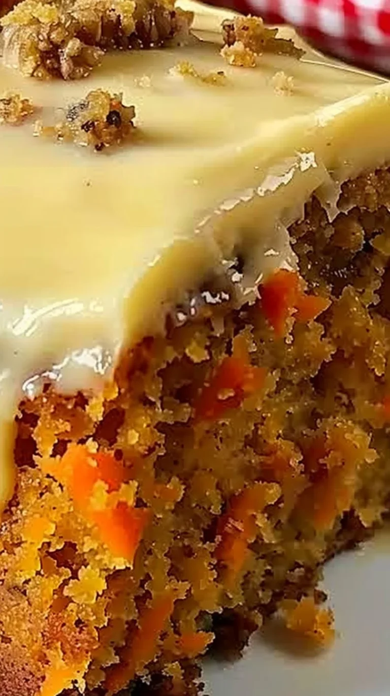 Tarta de zanahoria decorada con crema y nueces