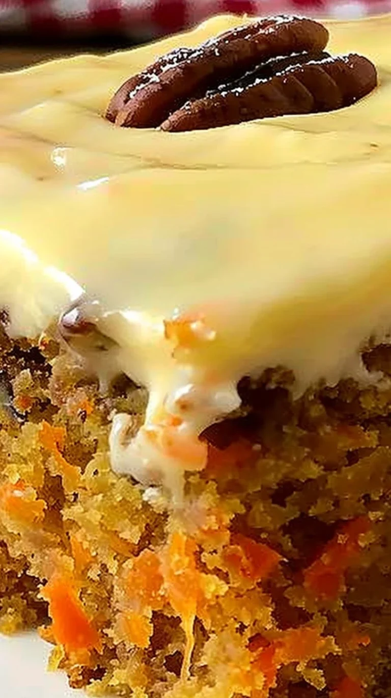 Deliciosa tarta de zanahoria decorada con crema y nueces