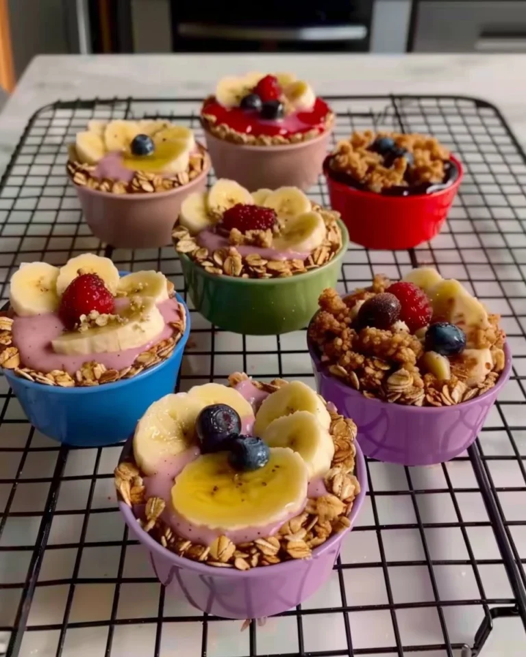 Tazas de granola con frutas y nueces, opción saludable para el desayuno