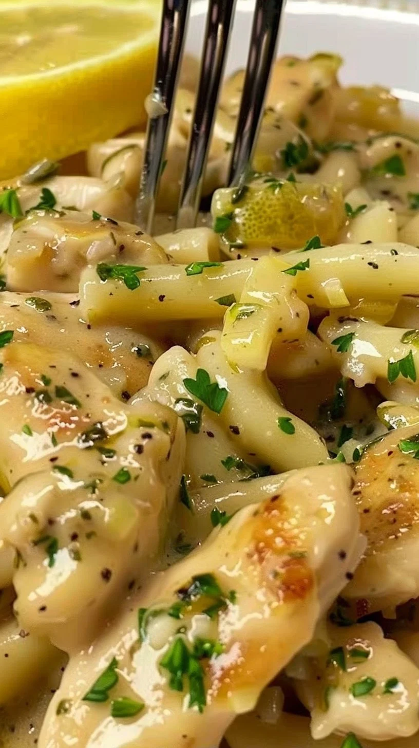 Tiras de Pollo al Limón en un plato colorido y apetitoso.