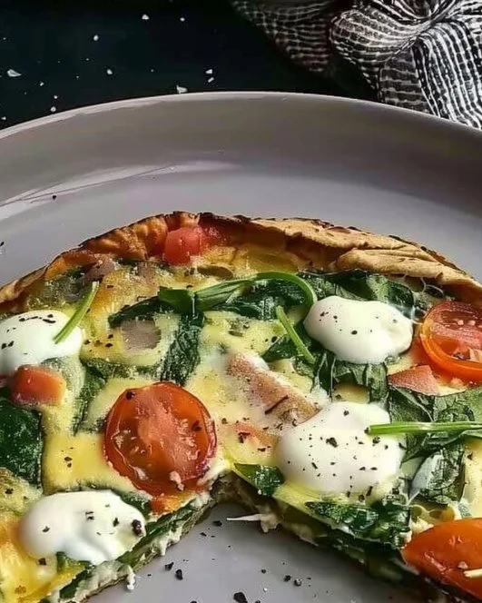 Tortilla de Espinacas y Tomate fresca y saludable