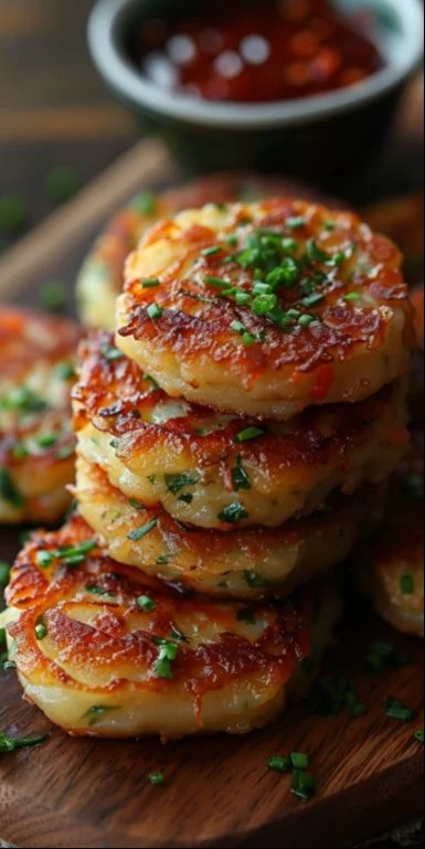 Tortitas de patatas y verduras servidas en un plato
