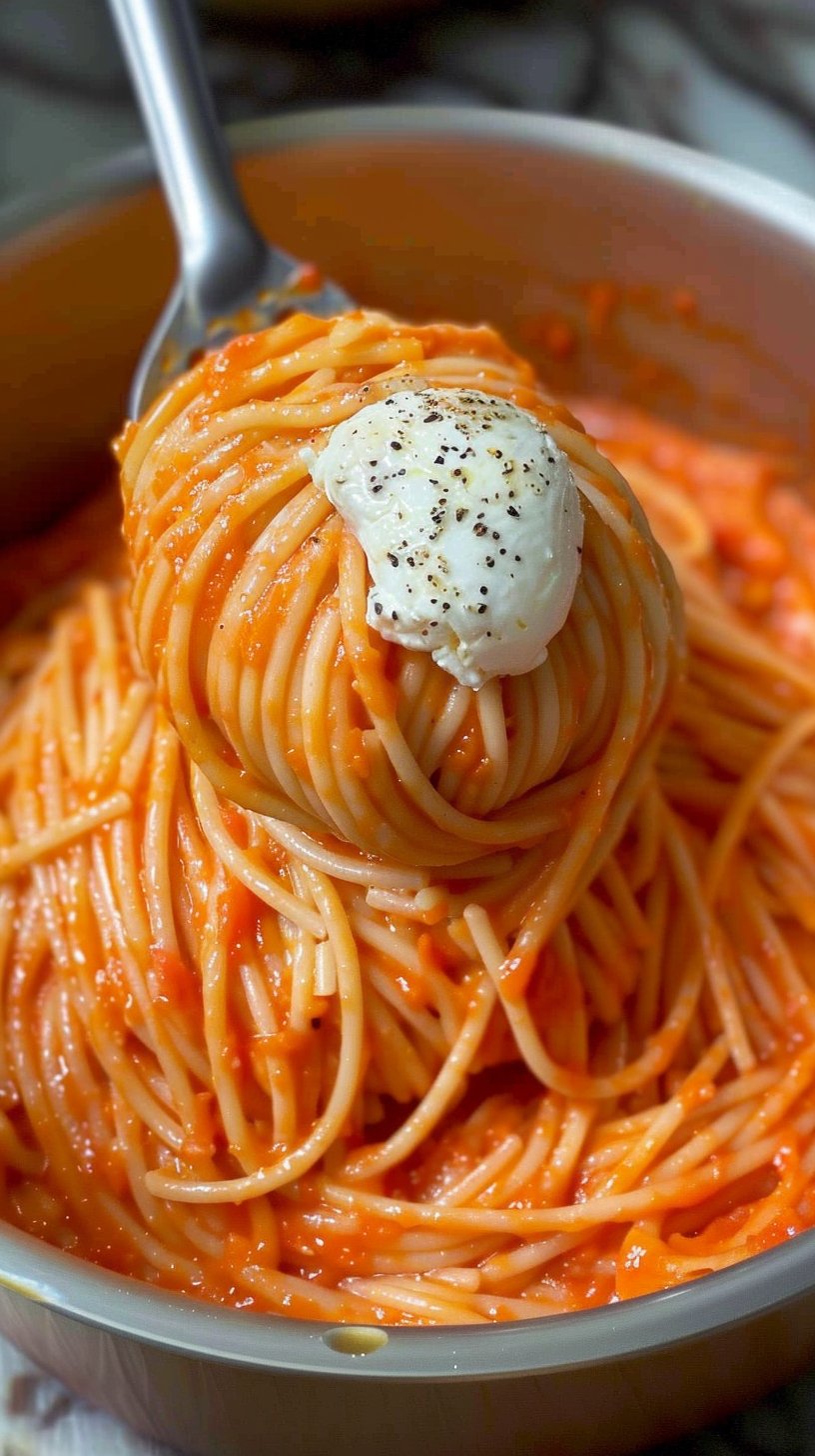Pasta con Salsa de Tomate y Burrata