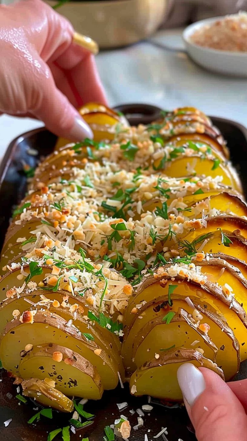PAPAS HASSELBACK CRUJIENTES CON AJO Y PARMESANO 🥔🧀