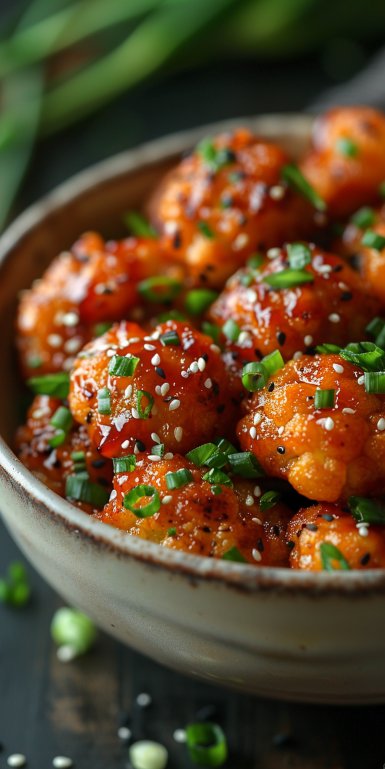 Coliflor Pegajosa con Sésamo