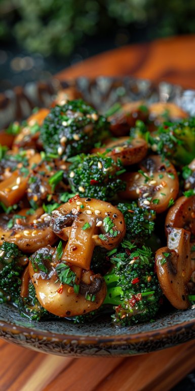 Salteado Vegano de Brócoli y Champiñones