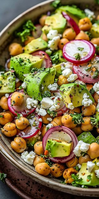 Ensalada de Garbanzos, Feta y Aguacate